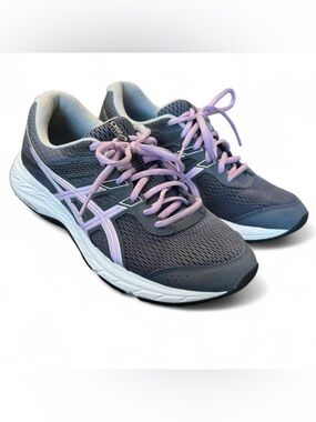 ASICS Women's Dark Gray Athletic Sneakers with Lavender Accents